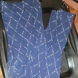 Torrid Navy Blue Leggings with White and Pink Dots